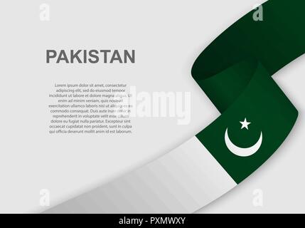 Sventola bandiera del Pakistan. Modello per il giorno di indipendenza. illustrazione vettoriale Illustrazione Vettoriale