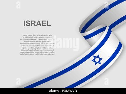 Sventola bandiera di Israele. Modello per il giorno di indipendenza. illustrazione vettoriale Illustrazione Vettoriale