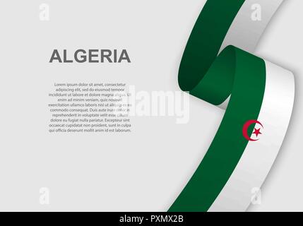 Sventola bandiera dell'Algeria. Modello per il giorno di indipendenza. illustrazione vettoriale Illustrazione Vettoriale