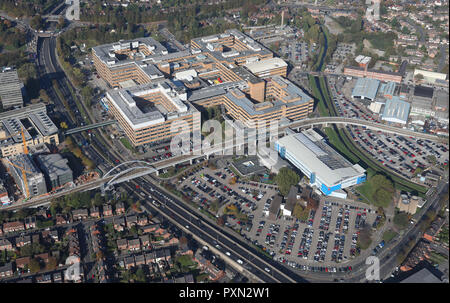 Vista aerea del Queen's Medical Center, Nottingham Foto Stock