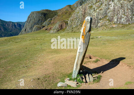 Chui olenny pietra è una parte dell'antico santuario di Adyr-Kai vicino al tratto Chuisky, Altai Repubblica Foto Stock