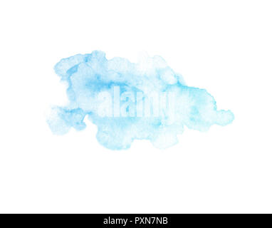 Dipinto a mano blu texture acquerello isolato su uno sfondo bianco. Utilizzabile per biglietti d'auguri, inviti e altro ancora. Foto Stock
