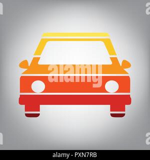 Segno auto illustrazione. Vettore. Orizzontalmente icona affettata con colori dal gradiente di sole in uno sfondo grigio. Illustrazione Vettoriale