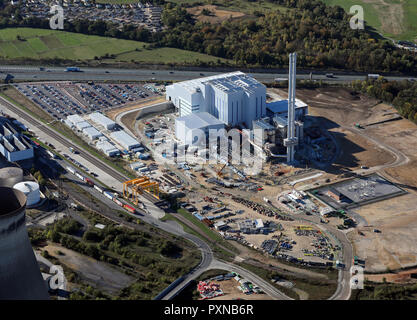 Vista aerea di un nuovo impianto di alimentazione in corrispondenza di Ferrybridge Power Station, West Yorkshire Foto Stock