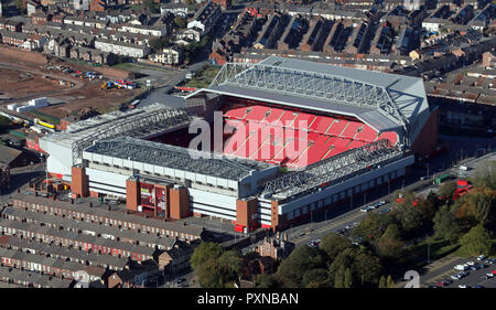 Vista aerea del Liverpool FC Anfield Stadium Foto Stock