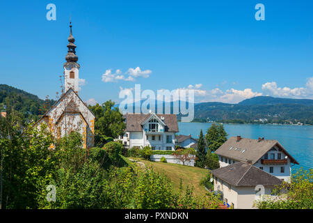 Inverno chiesa a Maria WÃ¶rth, Carinzia, Austria Foto Stock