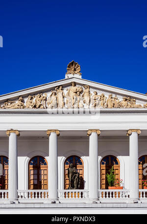 Sucre Teatro Nazionale, vista dettagliata, Città Vecchia, Quito Pichincha Provincia, Ecuador Foto Stock