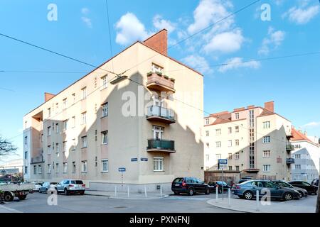 Wien, Gemeindebau des "Roten Wien - Vienna, Consiglio Tenement blocco, "rosso" di Vienna, Loeschenkohlgasse 30-32, Oskar Strnad 1932 Foto Stock