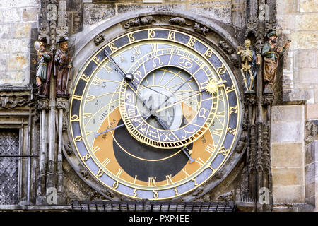 Tschechische Republik, Prag, Astronomische Uhr am alten Rathaus, Repubblica Ceca, Praga orologio astronomico sul vecchio Municipio, Praha, Repubblica ceca, Repubblica, Foto Stock