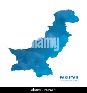 Mappa del Pakistan. Blu poligono geometrico mappa. Illustrazione Vettoriale