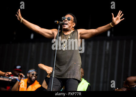 Charlie Wilson effettuando in corrispondenza di Barclaycards British Summertime in Hyde Park il 14 Luglio 2018 Foto Stock
