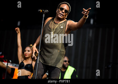 Charlie Wilson effettuando in corrispondenza di Barclaycards British Summertime in Hyde Park il 14 Luglio 2018 Foto Stock