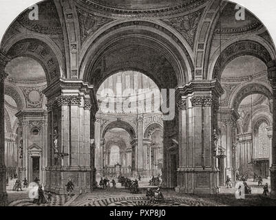 Interno della cattedrale di San Paolo guardando ad est come sarebbe stato dopo Wren's primo design. Da Londra Foto, pubblicato 1890. Foto Stock