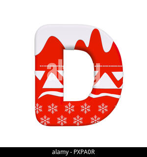 Lettera di Natale D - Capitale 3d Santa Xmas font isolati su sfondo bianco. Questo alfabeto è la soluzione ideale per creative illustrazioni correlate ma non limi Foto Stock