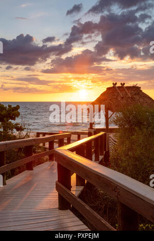 Passerella per la spiaggia a piedi nudi, Naples, Florida, Stati Uniti d'America Foto Stock