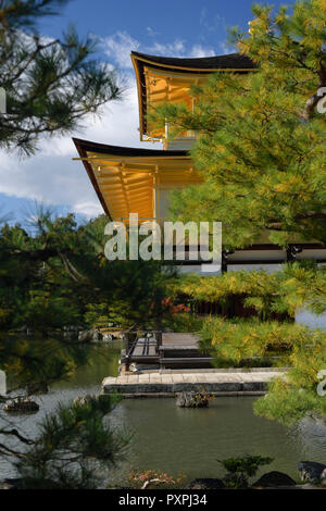 Licenza e stampe alle MaximImages.com:00 - Tempio Kinkaku-ji del Padiglione d'Oro con giardino laghetto giapponese. Rokuon-ji, tempio buddista Zen Kyoto Giappone Foto Stock