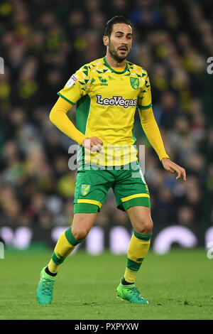 Mario Vrancic di Norwich City durante la partita del campionato Sky Bet a Carrow Road, Norwich. PREMERE ASSOCIAZIONE foto. Data immagine: Martedì 23 ottobre 2018. Guarda la storia di calcio della PA Norwich. Il credito fotografico dovrebbe essere: Joe Giddens/PA Wire. RESTRIZIONI: Nessun utilizzo con audio, video, dati, elenchi di apparecchi, logo di club/campionato o servizi "live" non autorizzati. L'uso in-match online è limitato a 120 immagini, senza emulazione video. Nessun utilizzo nelle scommesse, nei giochi o nelle pubblicazioni di singoli club/campionati/giocatori. Foto Stock