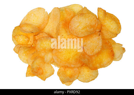 Un mazzetto di patatine fritte con pancetta di sapore. Isolato su bianco studio shot macro Foto Stock