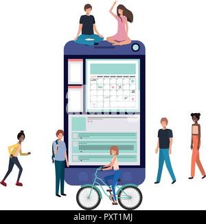 Schermo con persone intorno sorridente carattere avatar Illustrazione Vettoriale