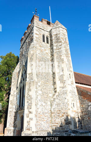 Torre di Waltham St Lawrence Chiesa Parrocchiale, Waltham St Lawrence, Berkshire, Inghilterra, Regno Unito Foto Stock