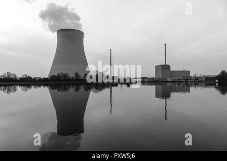 Atomkraftwerk Ohu bei Landshut, Bayern, Deutschland, centrali nucleari Ohu vicino a Landshut, Baviera, Germania, nucleare, alimentazione impianto nucleare, Pl Foto Stock