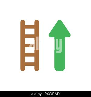 Illustrazione Vettoriale concetto icona della scaletta in legno con la freccia nello spostamento verso l'alto. Illustrazione Vettoriale