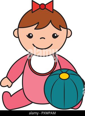 Baby girl sfera in gomma giocattoli illustrazione vettoriale Illustrazione Vettoriale
