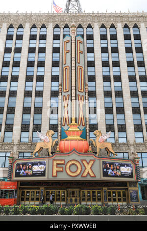 Detroit iconici e storico Teatro Fox su Woodward Avenue, che serve come la città sede del premier per spettacoli, nel Michigan, Stati Uniti d'America Foto Stock