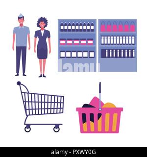 Set di icone di supermercati Illustrazione Vettoriale