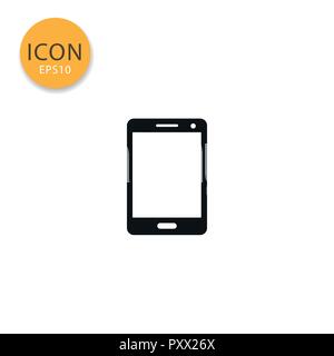 Smart phone icona stile piatto in colore nero illustrazione vettoriale su sfondo bianco. Illustrazione Vettoriale
