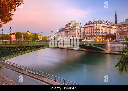 Notte Ile de la Cite a Parigi, Francia Foto Stock