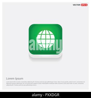 Globo mondo iconGreen pulsante Web - Free icona vettore Illustrazione Vettoriale