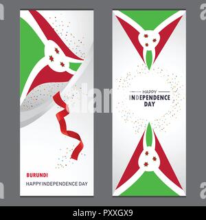 Burundi felice giorno di indipendenza coriandoli celebrazione sfondo Banner verticale impostato Illustrazione Vettoriale