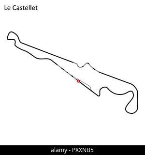 Le Castellet grand prix race track. Il circuito per il Motorsport e Autosport. Illustrazione Vettoriale. Illustrazione Vettoriale