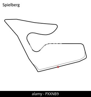 Spielberg grand prix race track. Il circuito per il Motorsport e Autosport. Illustrazione Vettoriale. Illustrazione Vettoriale