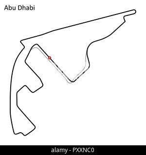 Abu Dhabi Grand Prix Race Track. Il circuito per il Motorsport e Autosport. Illustrazione Vettoriale. Illustrazione Vettoriale