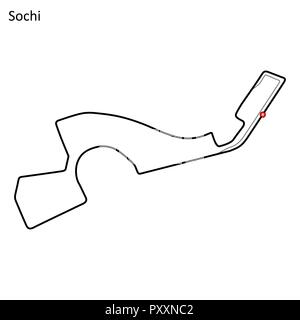 Sochi grand prix race track. Il circuito per il Motorsport e Autosport. Illustrazione Vettoriale. Illustrationfor vettoriali per il vostro design Illustrazione Vettoriale