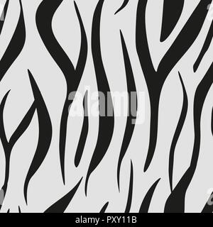 Strisce di Zebra Pattern senza giunture. Stampa Zebra, pelle di animale, strisce di tiger, configurazione astratta, linea sfondo, tessuto. Incredibile disegnati a mano illustrazione vettoriale. Poster, striscioni. Bianco nero artwork eps 10 Illustrazione Vettoriale