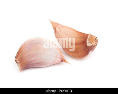 Aglio fresco isolato su sfondo bianco Foto Stock