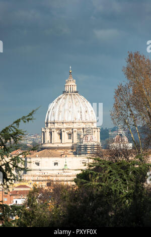 La Cattedrale di San Pietro Cupola visto dal Gianicolo terrazza. Roma, lazio, Italy. Foto Stock