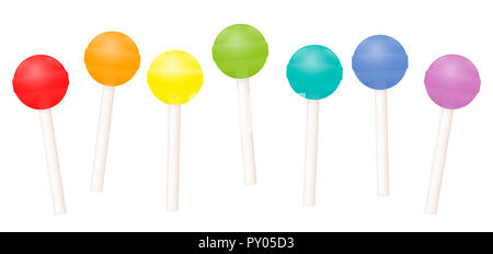 Lollies, rainbow set colorati, collocati in modo lasco - illustrazione su sfondo bianco. Foto Stock