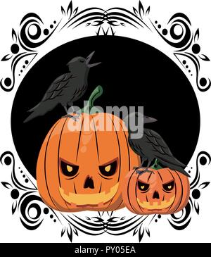 Scary Halloween cartoni animati Illustrazione Vettoriale