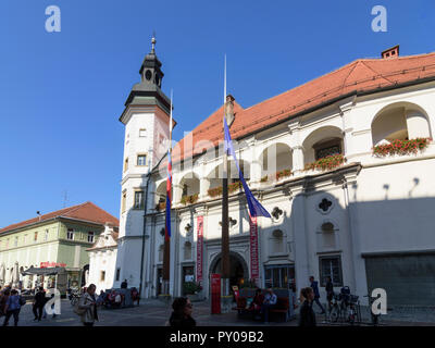Maribor (Marburg an der Drau): Città di Castello, museo, square Grajski trg in , Stajerska (Stiria), Slovenia Foto Stock