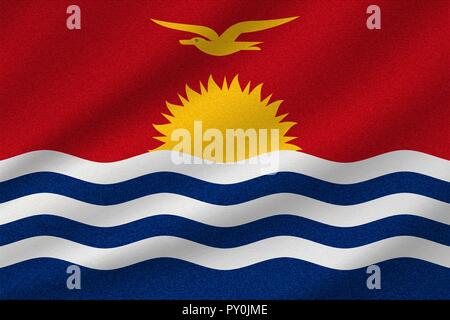 Bandiera nazionale di Kiribati su ondulato in tessuto di cotone. Realistico illustrazione vettoriale. Illustrazione Vettoriale