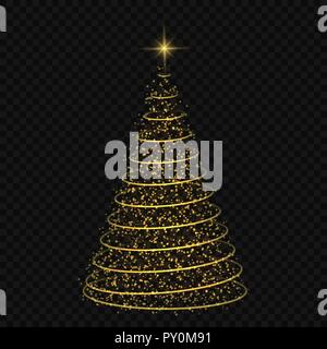 Abstract albero di Natale su sfondo trasparente. il simbolo di Felice Anno Nuovo Illustrazione Vettoriale