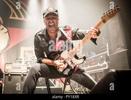 L'artista e chitarrista Tom Morello esegue un concerto dal vivo con i Prophets of Rage, il supergruppo rap rock. Norvegia, Oslo - 2 luglio 2018. Foto Stock