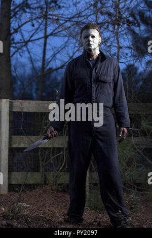 Halloween è un imminente American slasher film diretto da David Gordon Green e scritto da verde, Jeff Fradley e Danny McBride. È l'undicesimo episodio della franchise di Halloween ed è un sequel diretto di Halloween, trascurando la continuità del sequel precedente. Questa fotografia è per il solo uso editoriale ed è il copyright del film company e/o il fotografo assegnato dal film o società di produzione e può essere riprodotto solo da pubblicazioni in congiunzione con la promozione del film di cui sopra. Un credito per il film company è richiesto. I fotografi Foto Stock