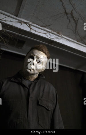 Halloween è un imminente American slasher film diretto da David Gordon Green e scritto da verde, Jeff Fradley e Danny McBride. È l'undicesimo episodio della franchise di Halloween ed è un sequel diretto di Halloween, trascurando la continuità del sequel precedente. Questa fotografia è per il solo uso editoriale ed è il copyright del film company e/o il fotografo assegnato dal film o società di produzione e può essere riprodotto solo da pubblicazioni in congiunzione con la promozione del film di cui sopra. Un credito per il film company è richiesto. I fotografi Foto Stock