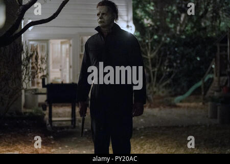 Halloween è un imminente American slasher film diretto da David Gordon Green e scritto da verde, Jeff Fradley e Danny McBride. È l'undicesimo episodio della franchise di Halloween ed è un sequel diretto di Halloween, trascurando la continuità del sequel precedente. Questa fotografia è per il solo uso editoriale ed è il copyright del film company e/o il fotografo assegnato dal film o società di produzione e può essere riprodotto solo da pubblicazioni in congiunzione con la promozione del film di cui sopra. Un credito per il film company è richiesto. I fotografi Foto Stock