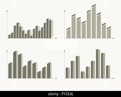Set di diversi grafici e diagrammi, informazioni su grafici, dati statistici. Business e grafici elementi infografico. Illustrazione Vettoriale. Illustrazione Vettoriale